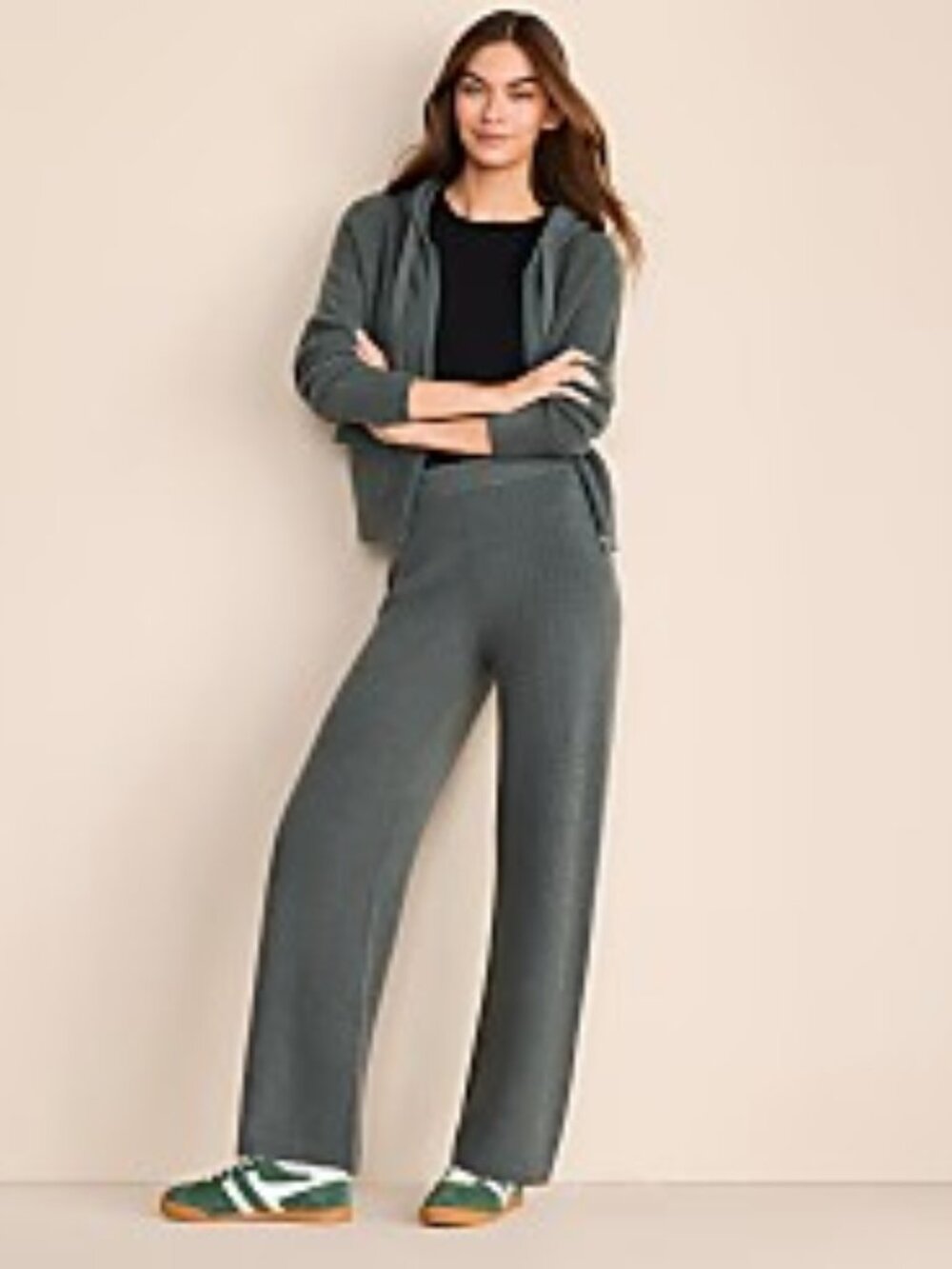 LOFT Lou & Grey Heathered Waffle Cloudstitch Wide Leg Pants - NWT